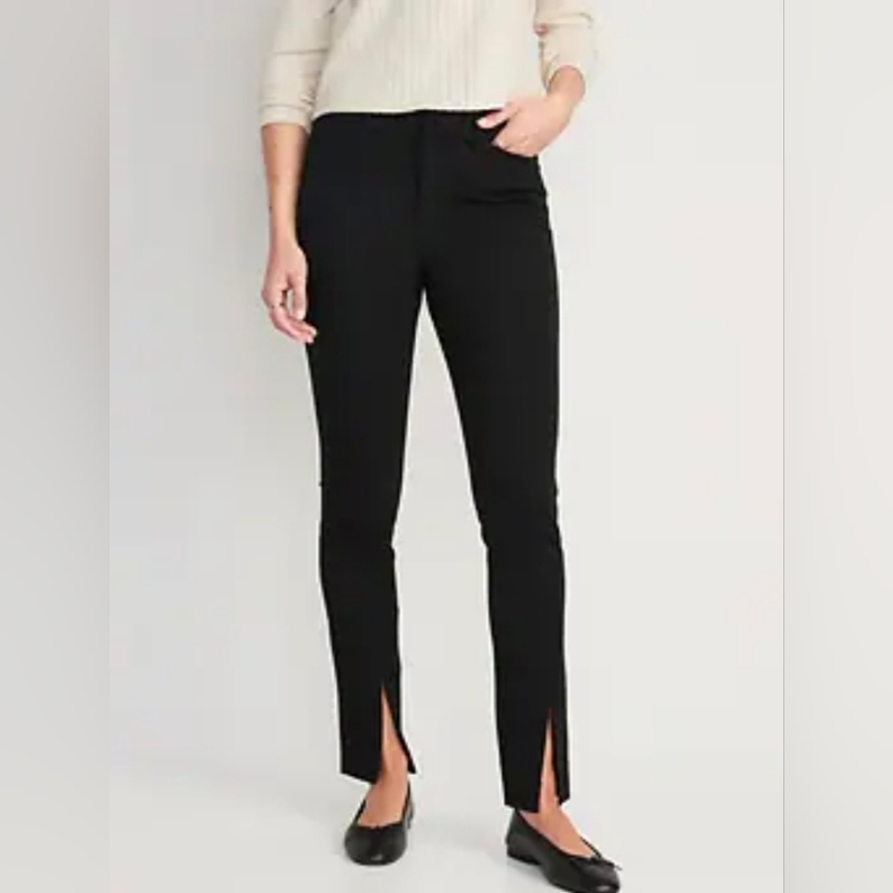 Old Navy High-Rise Split-Hem Pixie Pants - Black - NWT